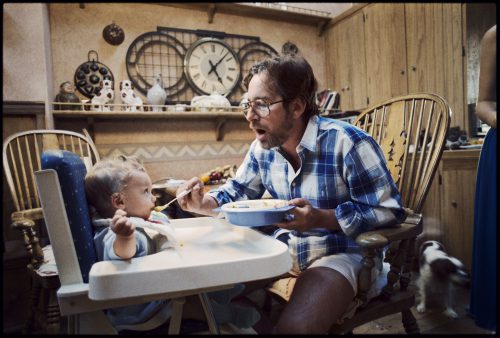 Steven Spielberg and Max, a photograph by Brian Lanker