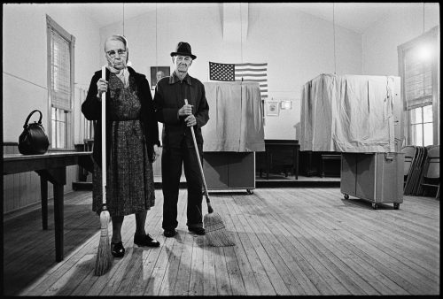 Polling Place Sweepers, a photograph by Brian Lanker